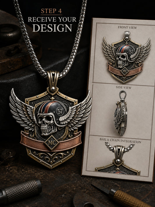 Custom motorcycle club necklace and pendant design