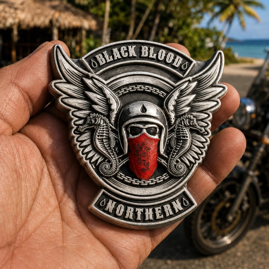 Fully sculpted 3D motorcycle club color pin