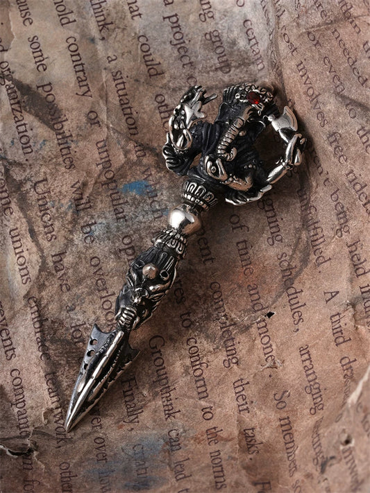 Ganesha vajra sterling silver biker pendant front view