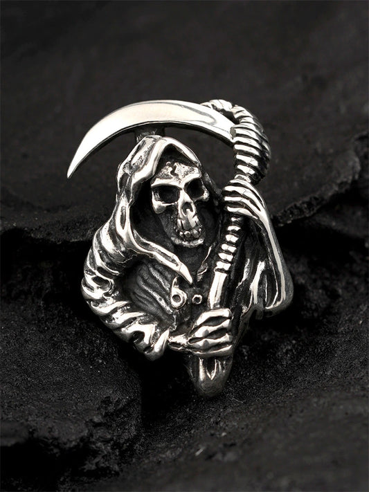 grim reaper scythe sterling silver biker pendant product view 1