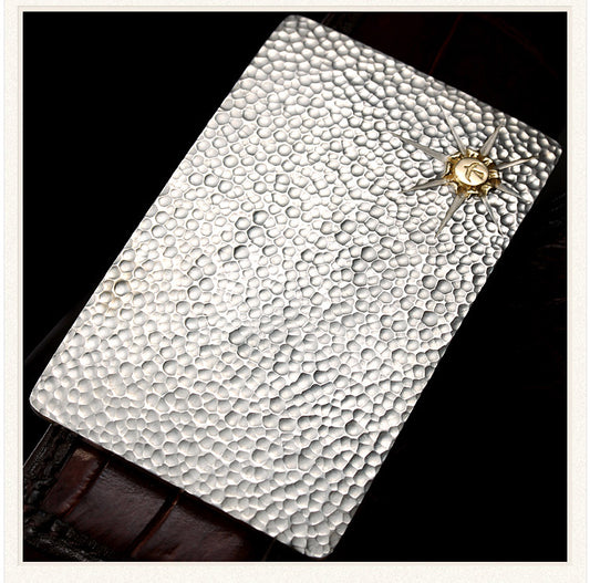 Hammered Silver Crocodile Leather Biker Belt — product view