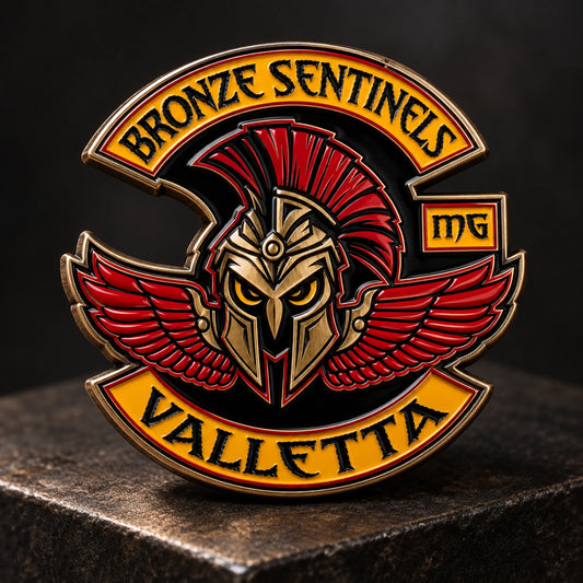 Bronze Sentinels Valletta 3D metal pin with smooth hard enamel details