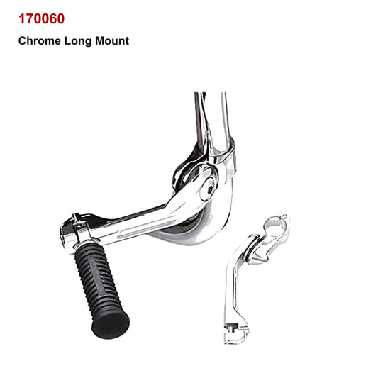 chrome long mount for compatible Harley-Davidson motorcycle highway cruise foot peg setup