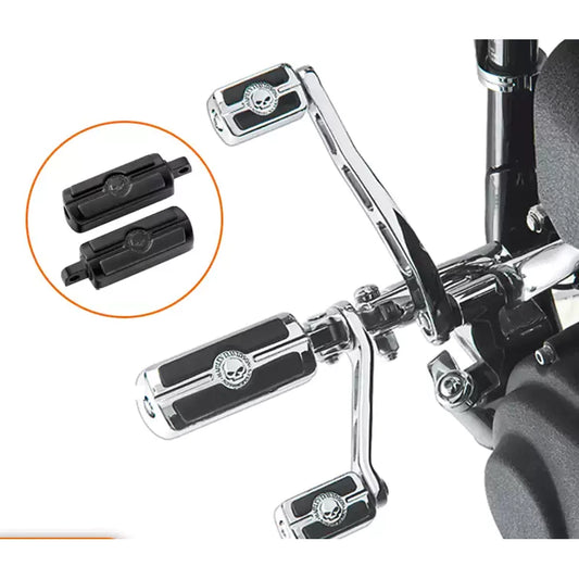 Harley skull foot pegs and shift pegs fitment overview in chrome and black