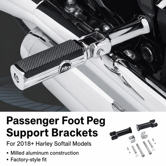 Passenger foot peg support brackets for 2018 and newer Harley Softail models