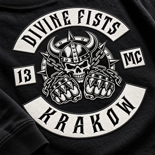 Macro view of high-density raised club artwork on a custom long-sleeve shirt.