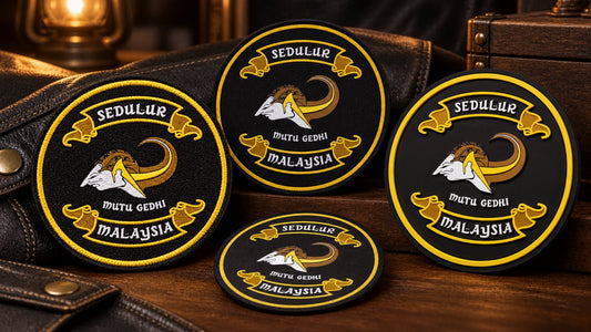 Collection of custom motorcycle club memorial patches in several complete constructions and shapes.