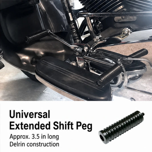 Universal extended black shift peg fitment and dimensions overview