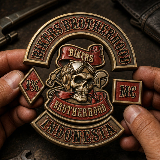 Layered raised relief motorcycle club color pin