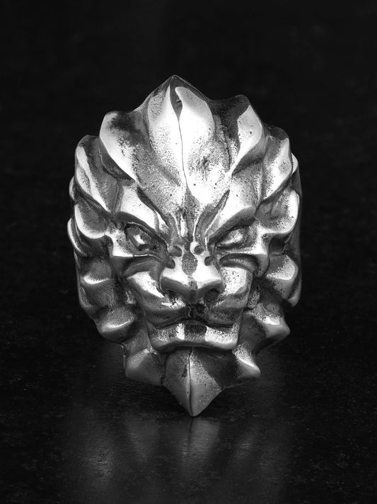 Lion Head 925 Sterling Silver Biker Ring - view 1