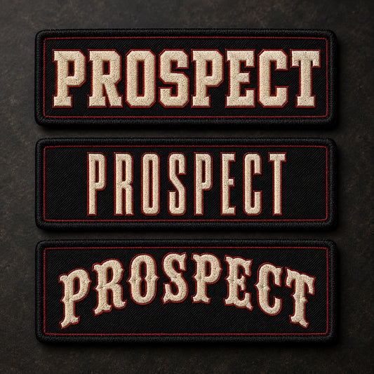 Match established lettering style shown as a custom motorcycle club membership patch product.