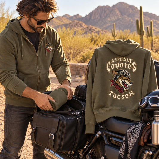 250 GSM lightweight hoodie featuring a custom motorcycle club hoodie with authorized club artwork.