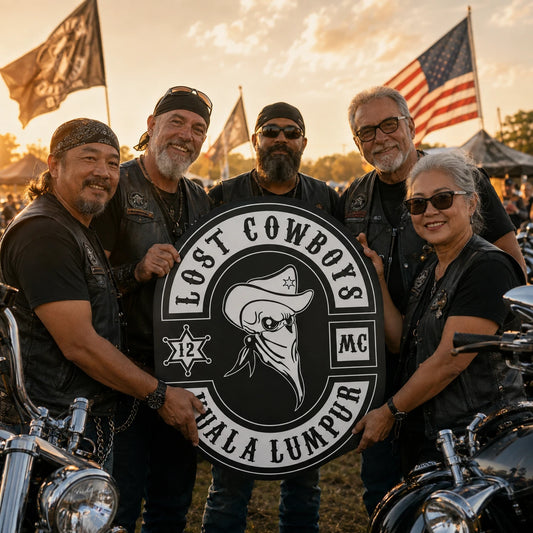 Custom motorcycle club signs for clubhouse rallies anniversaries and member gifts.