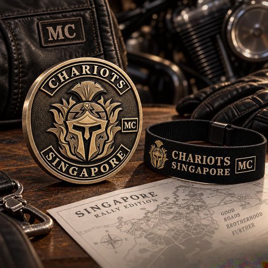 Custom motorcycle rally challenge coin created for an annual event.