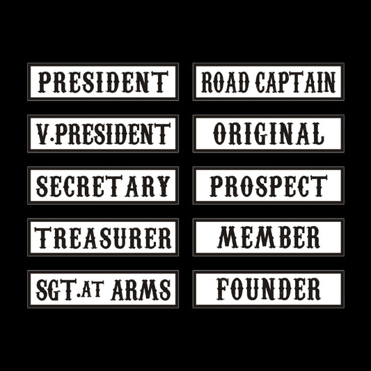 10 Pack 4"Wx1"H MC/RC Officer Title Rank Vest Patches President VP Rocker Rider Motorcycle Biker Patches Name Jacket Patches Appliqued Iron on
