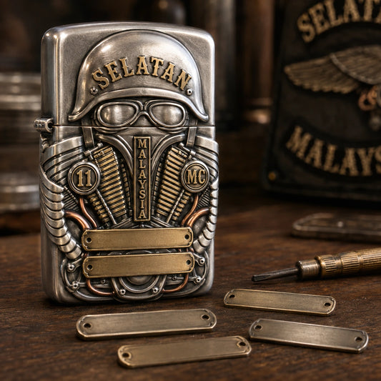 Officer edition club lighter with authorized emblem and engraved title