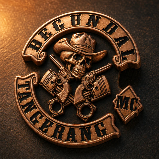 Polished silver or gold custom motorcycle club 3D color pin
