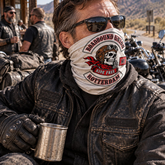 custom neck gaiters designed for motorcycle club riders.