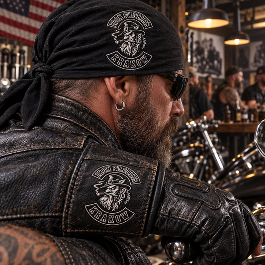 embroidery method for custom motorcycle club rider gear.