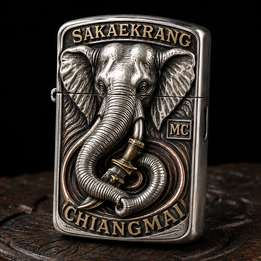 Authorized club-logo lighter with deeply recessed metal background