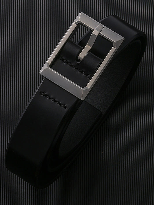 Sanli Square Silver Bridle Leather Biker Belt — product view