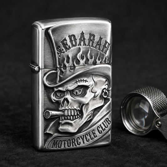 Silver-tone 925 sterling silver club lighter with authorized emblem