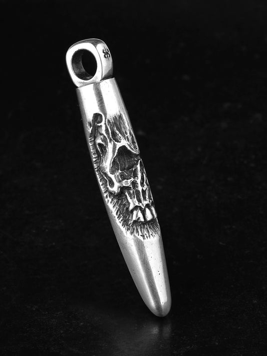 skull bullet sterling silver biker pendant product view 1