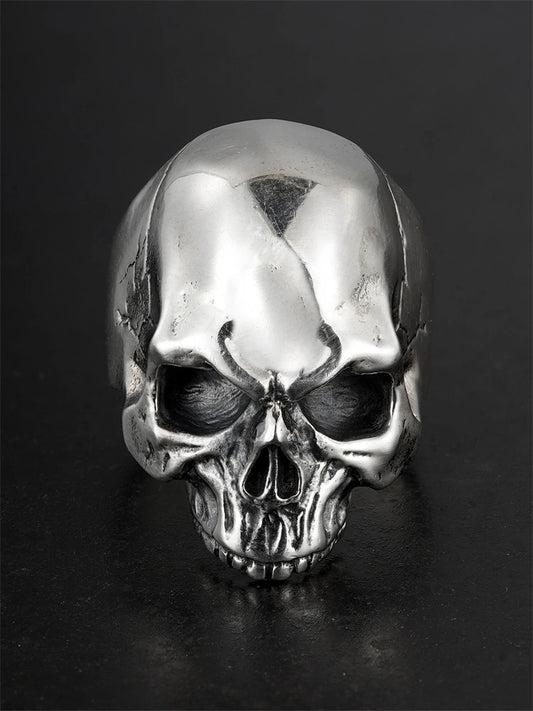 Smooth Skull 925 Sterling Silver Biker Ring - view 1