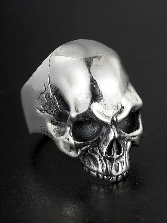 Smooth Skull 925 Sterling Silver Biker Ring - view 2