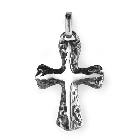 rock-textured sterling silver cross biker pendant 01 product view