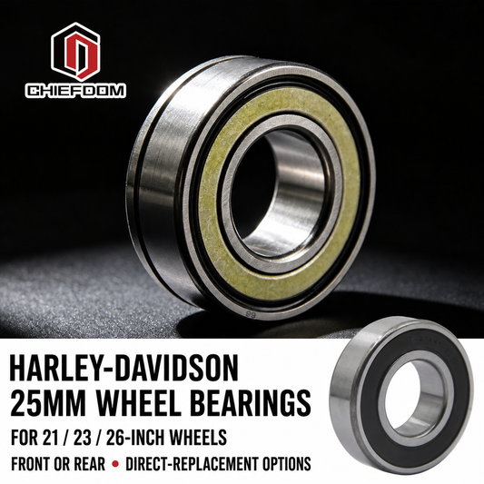 25mm Harley-Davidson wheel bearing kits for 21, 23 and 26-inch wheels