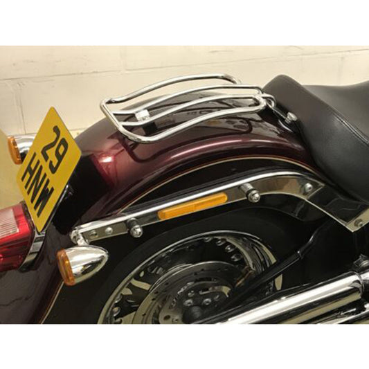 Installed chrome rear luggage rack