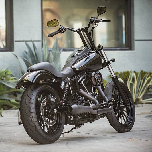 Black custom Harley Dyna Street Bob motorcycle