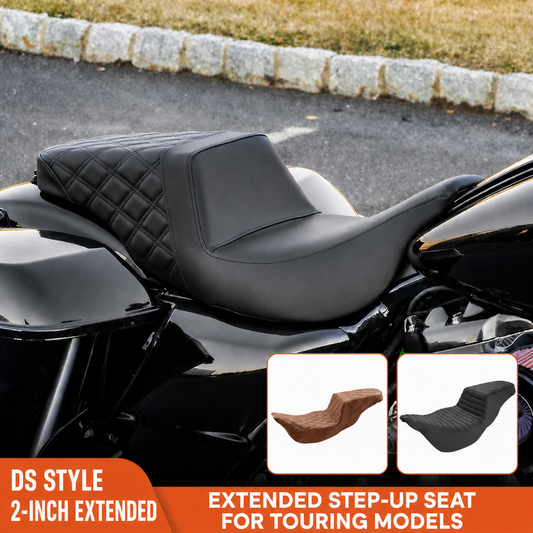 Unbranded extended step-up touring motorcycle seat