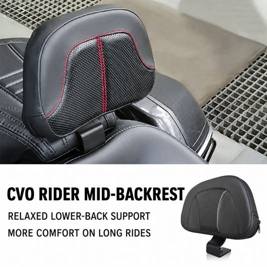 CVO rider mid-backrest for touring motorcycles
