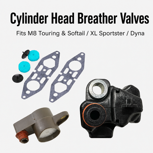 Cylinder head breather valve options for Harley-compatible motorcycles