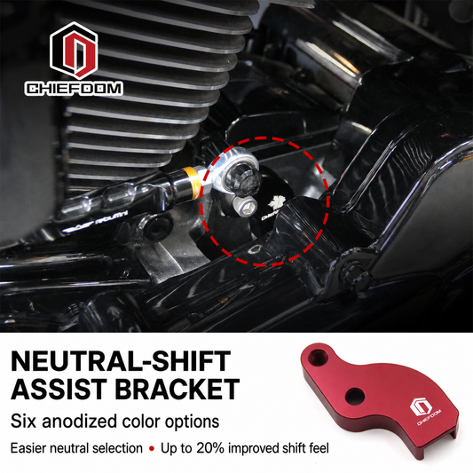 Chiefdom neutral-shift assist bracket for Harley-Davidson