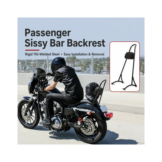 Passenger sissy bar backrest for motorcycle