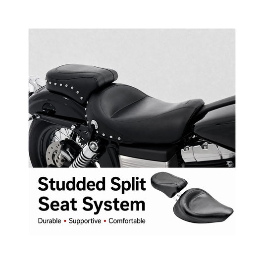 Studded split motorcycle seat system