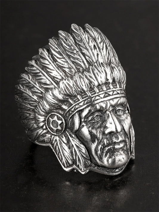 Tribal Chief 925 Sterling Silver Biker Ring - view 2