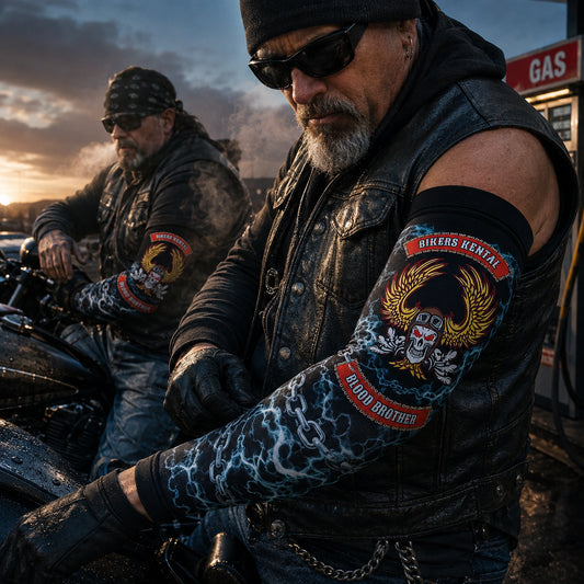 Thermal motorcycle club arm sleeve for cool-weather riding