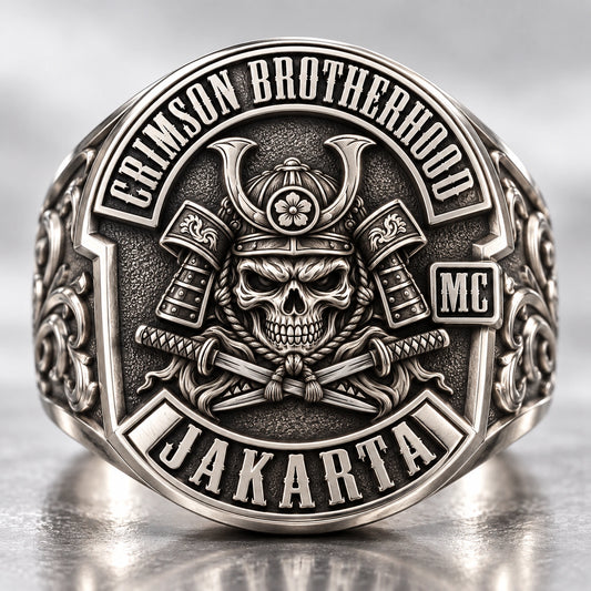White Copper designed from an authorized motorcycle club emblem in White Copper natural metal tones.