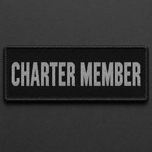 Fine-detail woven membership patches shown as a custom motorcycle club membership patch product.