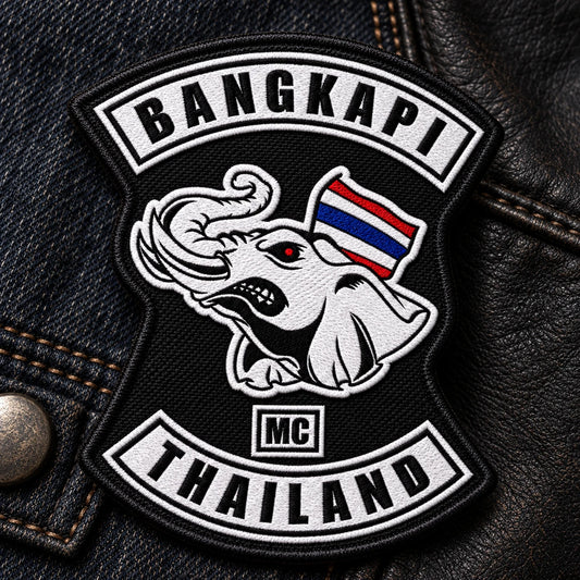 Woven motorcycle club Secretary patch with fine lettering detail.