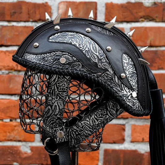 Decorative leather half helmet custom handmade cowhide helmet custom R36-05