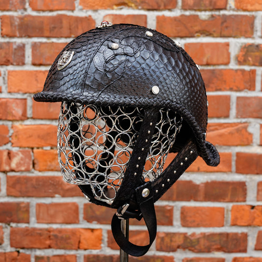 Half helmet Custom python leather helmet, handcrafted 01