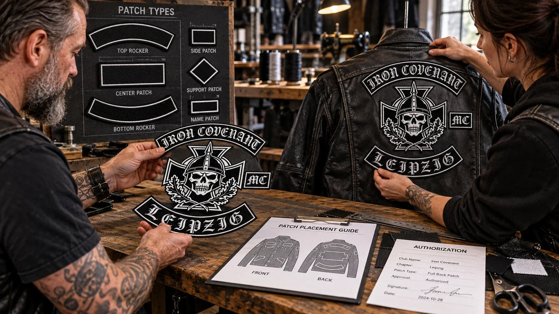 Iron Covenant riders review featured materials for Biker Patches: Types, Placement and Authorization.