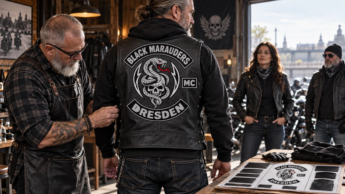 Black Marauders riders review featured materials for Leather Vest Styling for Motorcycle Club Events.