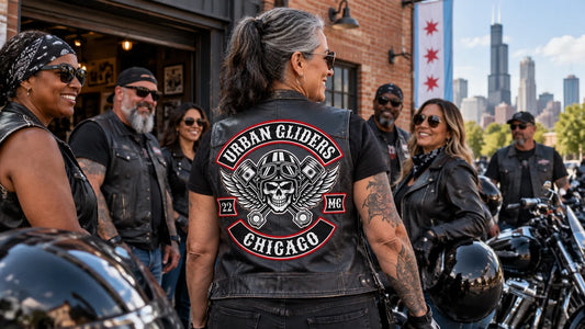 Urban Gliders editorial scene illustrating women in motorcycle clubs, organization-specific membership rules, inclusion and responsible research: featured.