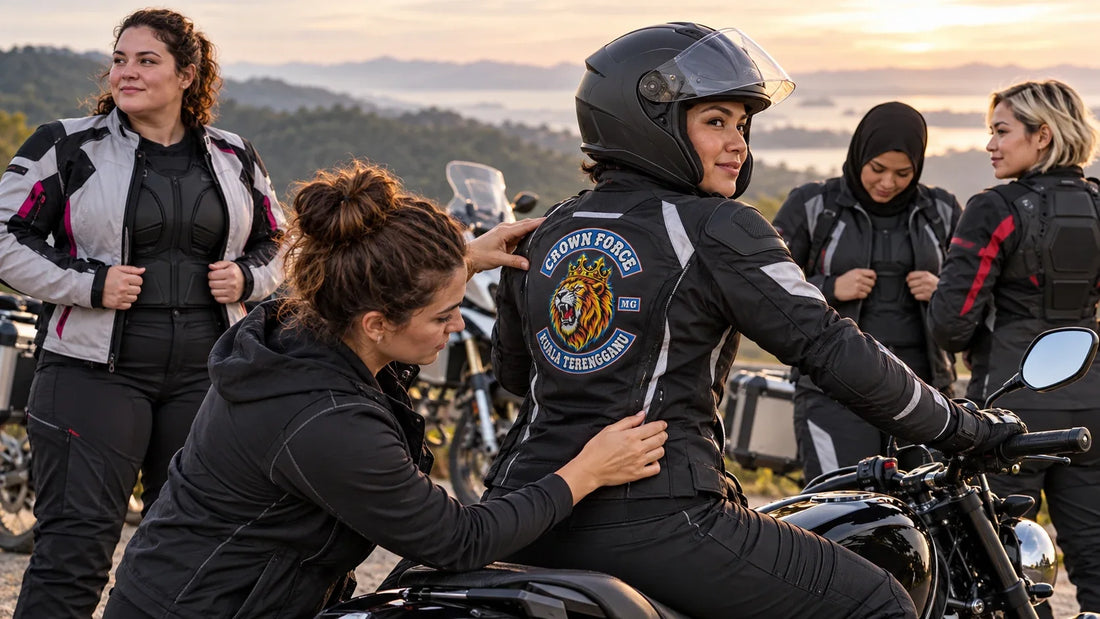 Crown Force editorial scene illustrating women's motorcycle clothing fit gaps, protective performance, size data and inclusive buying standards: featured.
